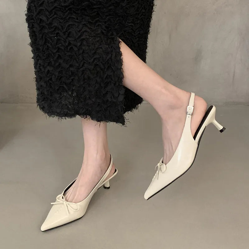 LBSFY  - Spring New Women Sandal Fashion Pointed Toe Shallow Slip On Dress Mules Shoes Thin Low Heel Slingback Sandals Muj