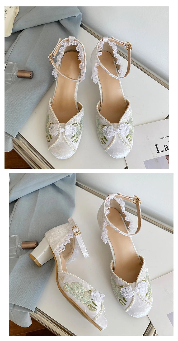 LBSFY -New Women Dress Shoes High Heels Mary Janes Shoes Denim Pumps Ankle Strap Ladies Shoe Office Zapatos Mujer