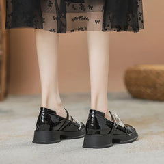 LBSFY  -  Size 33-39 Platform Mary Jane Women's Shoes 2024 Summer Patent Leather Pearls Chain Loafers Shoes