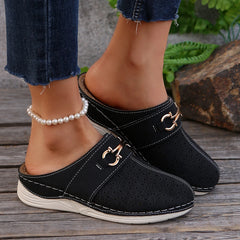 LBSFY -Design Chic Women’s Wedge Sandals Effortless Slip-On Platform Shoes with Comfort Cushioning for Casual Style Mules Slipper