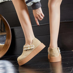 LBSFY  -  Women Spring Shoes Genuine Leather 2025 Spring New Platform Women's Loafers Suede Flat Retro Casual Shoes Women
