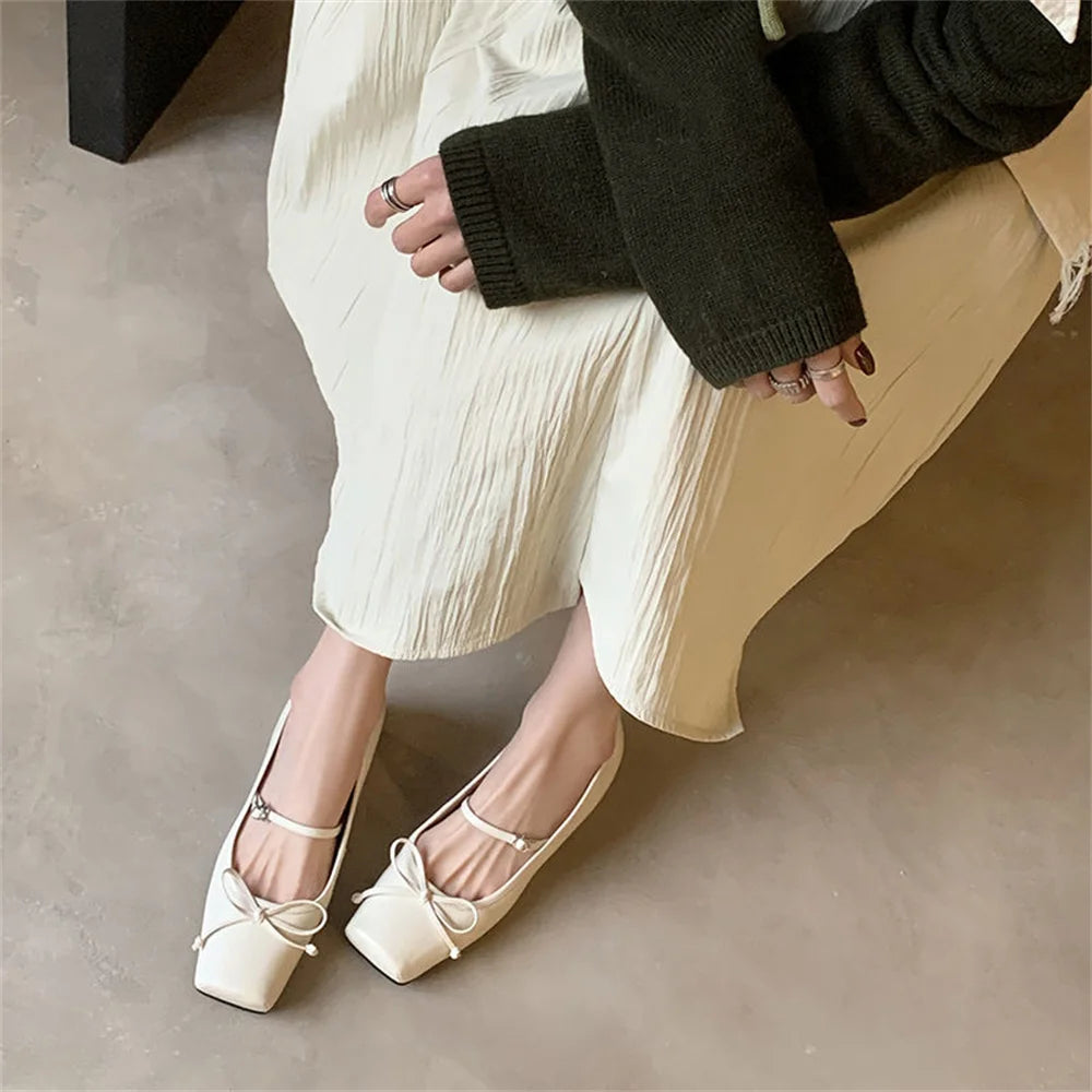 LBSFY  -  New Women's High Heels Genuine Leather Mary Jane Pumps Glittes Party Wedding Shoes Woman Low Heels Comfort Casual Shoes