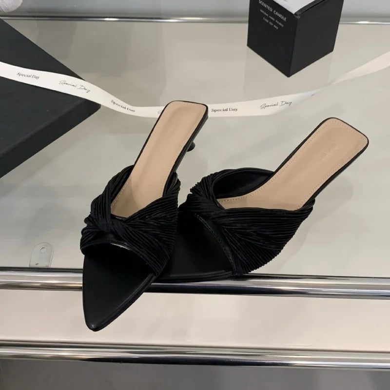 LBSFY -Women Outdoor Slippers High Heel Shoes Summer Footwear  Fashion Design Pointed Toe Ladies Slides Pumps Female Mule