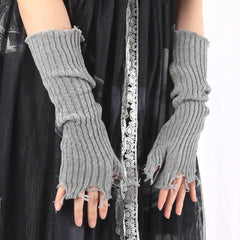 Lbsfy Gothic Anime Soft Gloves Autumn Winter JK Girls Mittens Oversleeve for Women Men Cool Tattered Style Cuff Fingerless Arm Warmers