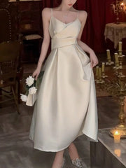 LBSFY -Summer Chic Solid Folds Elegant French Evening Party Dress Women Strap Corset Wedding Graduation Dresses 2025 Backless Vestidos
