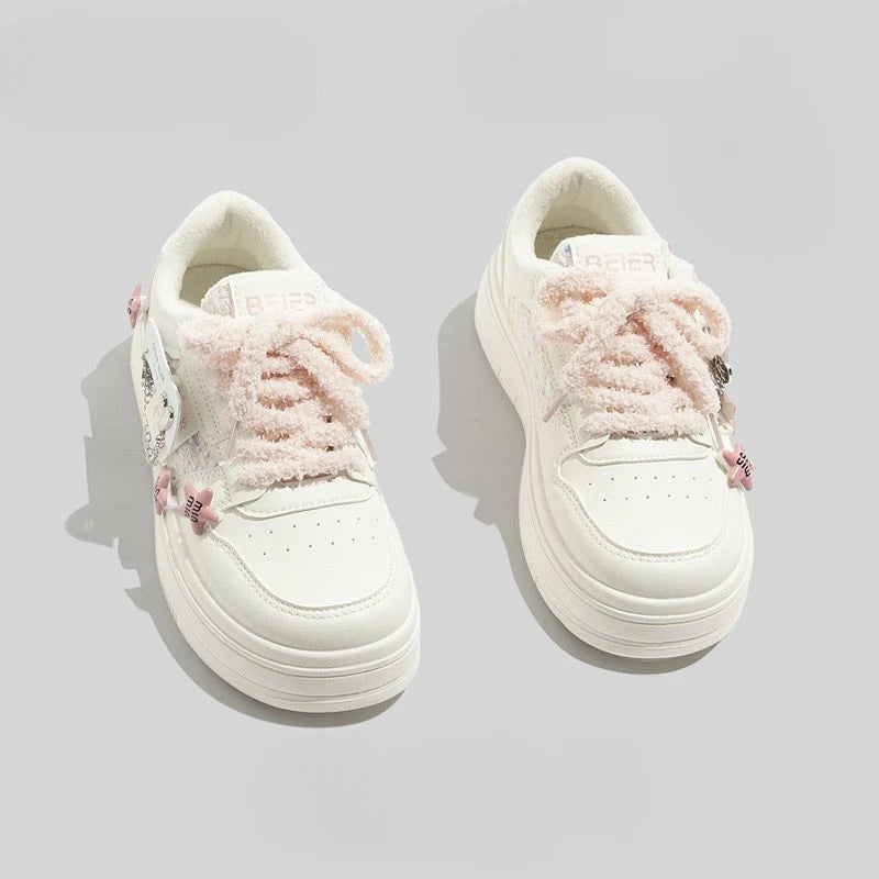 LBSFY  -  Cute Womens Skate Shoes White Thick Bottom Four Season Version Kawaii Versatile Comfortable Platform Shoes for Women