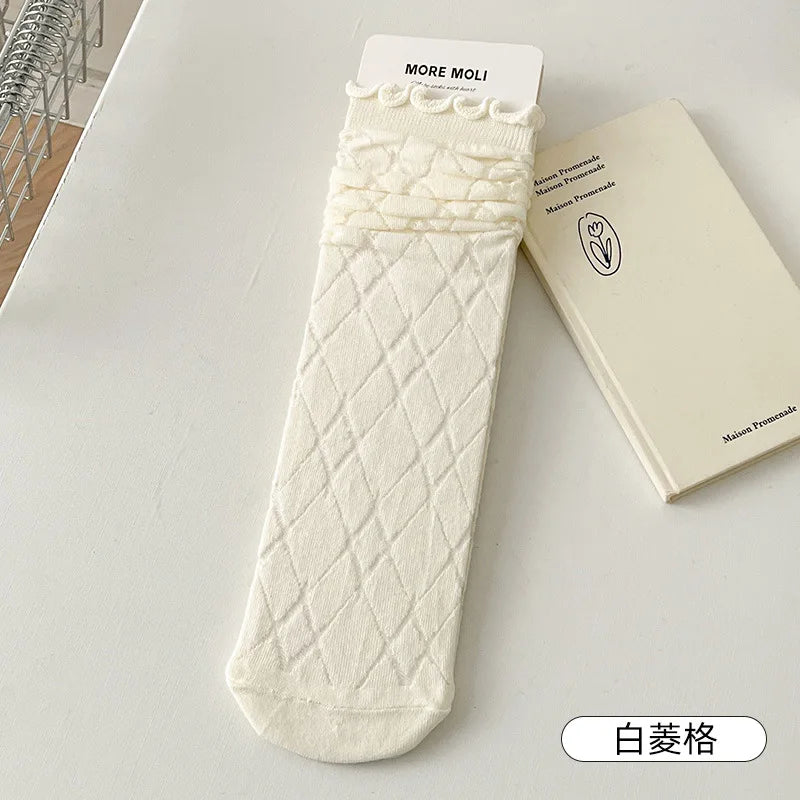 Lbsfy Women's Socks Jk Harajuku White Black Spring Summer Cotton Fashion Korean Style Simple Ins Mid-tube Breathable Comfortable Socks