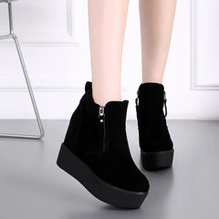 LBSFY  -  Winter Autumn Wedges Short Boots Women High Heel Snow Boots Short Plush Fur Ankle Boots Increased Internal Female Platform Shoes