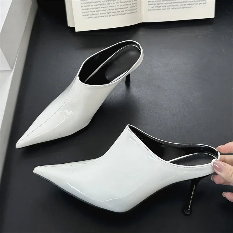 LBSFY -Spring Fashion Woman Slippers Sexy Pointed Toe Thin Low Heels Wedding Party Slides Mules Shoes Zapatillas De Mujer