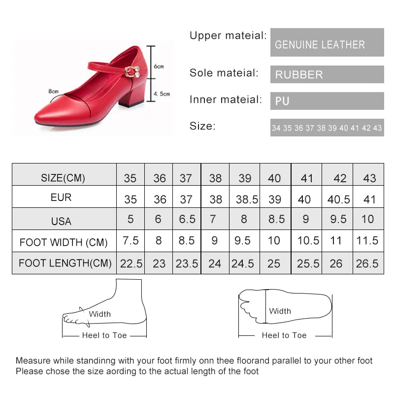 LBSFY  -  Women Spring Shoes Mid Heel 2025 Genuine Leather Women Commuter Shoes Round Toe Shallow Mouth Large Size 41 42 43 Women's Shoes
