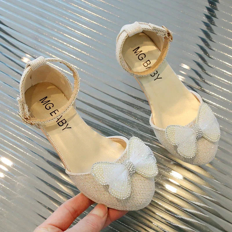 LBSFY -Lace Casual Stage Elegant Comfortable Fashion Spring and Summer Students Baby Girls Princess Cute Kids Bow Beaded Sandals