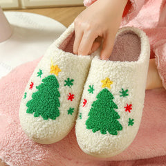 LBSFY  -  Christmas Elk Cotton Slippers for Women Men New 2025 Winter Cute Cartoon Home Non Slip Couple Floor Slides Indoor Plush Shoes