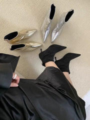 LBSFY  -  Sexy Women Ankle Boots Pointed Toe Autumn Winter Chelsea Botas Thin High Heels Back Zipper Elegant Party Pumps Shoes Woman 39