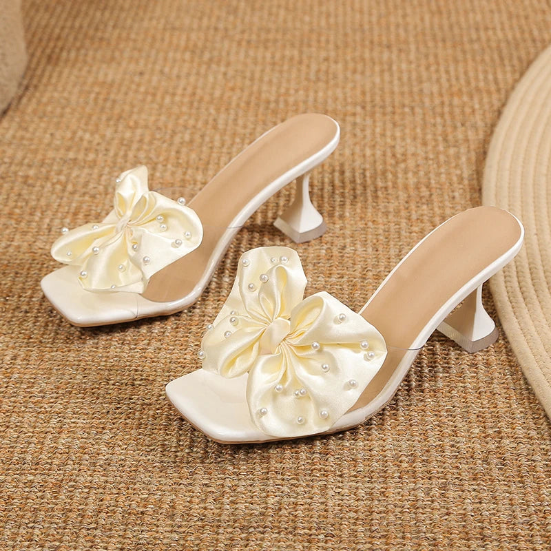 LBSFY  -  Women Pumps Fashion Bow Design Cute Women Slippers Peep Toe High Heels Shoes Party Shopping Shoes Chaussure Femme