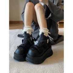 LBSFY  -  Thick Soled Shoes, Children's Summer Hollow Sandals, 7Cm Height Increasing Lolita Jk Mary Jane Shoes