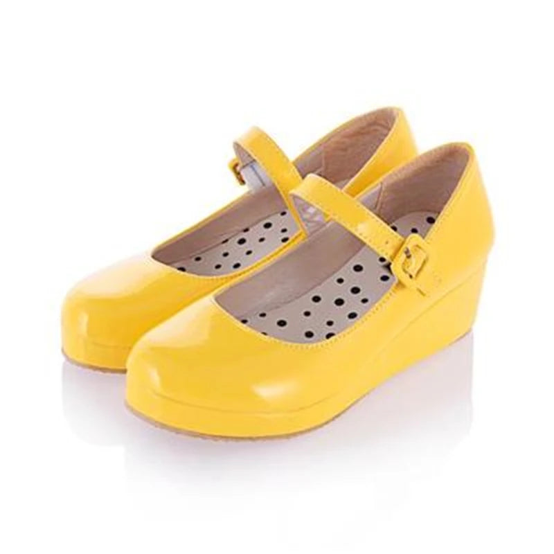 LBSFY  -  Sweet Lolita Shoes Round Head Muffin Heel Shallow Mouth Women Shoes Bowknot Kawaii Shoes