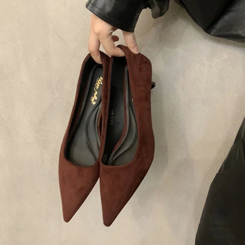 LBSFY -Fashion Sexy Flower Pointed Toe Thin Low Heels Pumps Women Elegant Wedding Slingback Mules Shoes Zapatos De Mujer