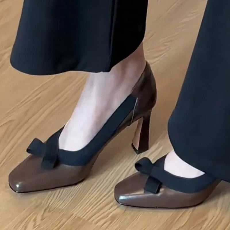 LBSFY -New Women's Retro Round Toe Elegant High Heels Ladies Cross Straps Shallow Party Dress Shoes Women Pumps Zapatos De Mujer