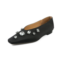 LBSFY  -   2025 New Women Luxury Ballet Shoes Women Square Toe Rhinestone Party Wedding Shoes Woman Flats Ladies Shoes