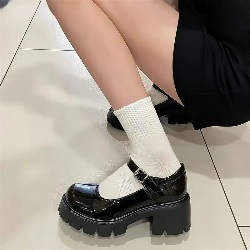 LBSFY  -  British Style Little Leather Shoes Versatile Black Thick Bottom Mary Jane Japanese JK Uniform Lolita Shoes for Womens