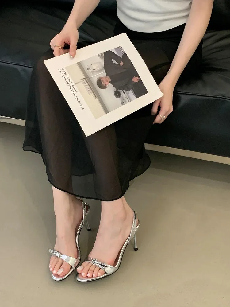 LBSFY -Summer Fashion Narrow Band Open Toe Sandals Thin Low Heel Gladiator Women Party Shoes Zapatos De Mujer