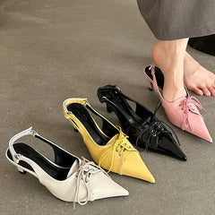 Lbsfy Lace-up Pointed Toe Pumps Women Fashion Luxury High Heels Ladies Footwear 2025 Elegant Sandals for Women Zapatos De Mujer