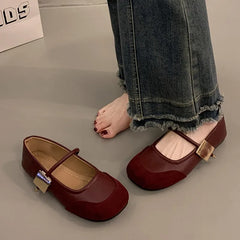 LBSFY -Women Flat Shoes Fashionable and Versatile Square Toe French Mary Jane Shoes Women New Summer Soft Soled Beanie Shoes