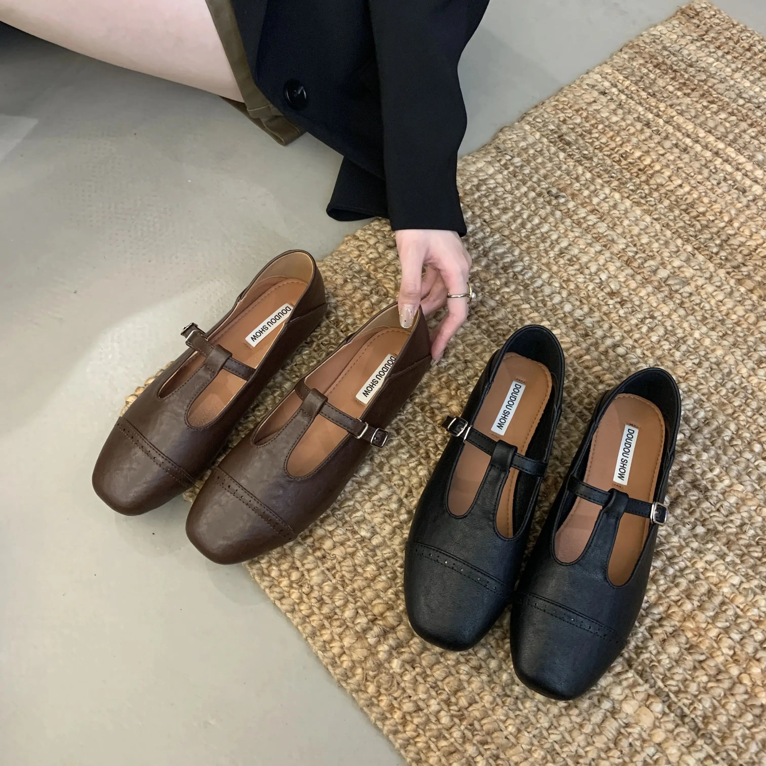 LBSFY - Brand New Women Flats Fashion Round Toe Shallow Mary Jane Shoes Soft Casual Ballet Shoes Slingback Shoes Size35-40 Muje