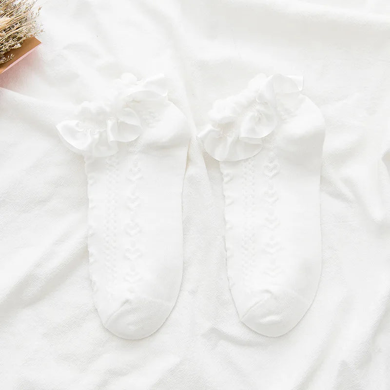 Lbsfy Socks Women Female Cute Kawaii Japanese Spring Summer Cute Kawaii Sweet Style Lolita Thin White black Lace Sock Girls Gift Sox