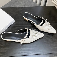 LBSFY  -  Summer Fashion Jewel Slipper Women Flats Pointed Toe Slides Female Slingback Shoe Dress Rhinestone Luxury Designer Sandals Women