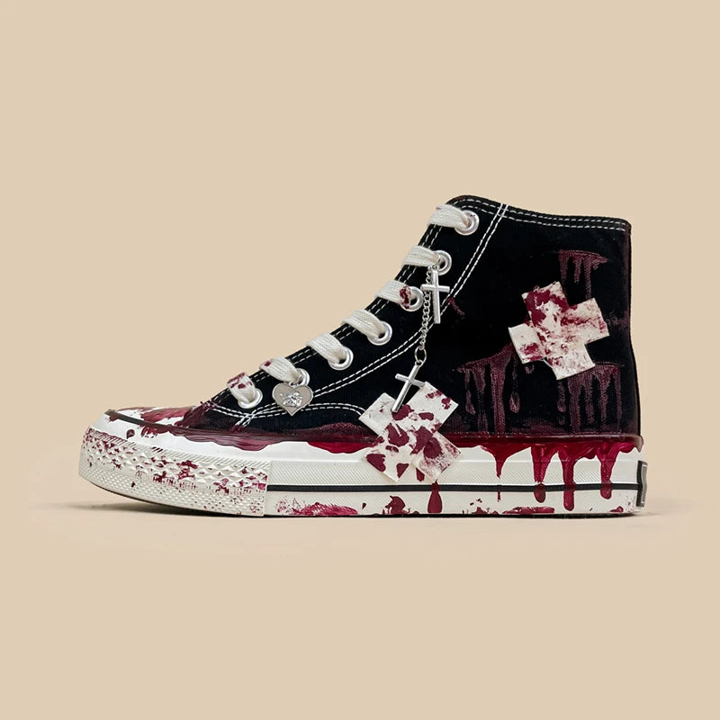LBSFY  -  Sneakers High Top Graffiti Hand Painted Canvas Shoes Unisex Teenager Students Individual Shoes