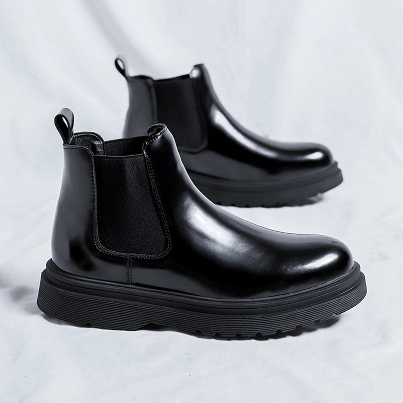LBSFY  -   Men's Leather Shoes Korean Trend Comfortable Loafer British Fashion Men High Top Sneakers New Moccasins Zapatos De Hombre