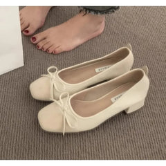 LBSFY -New Women Cute Ballerina Low Heel Shoes Lady Slipony Butterfly Knot Vintage Kawaii Mocasines Loafers Girl Lolita Mom Shoes