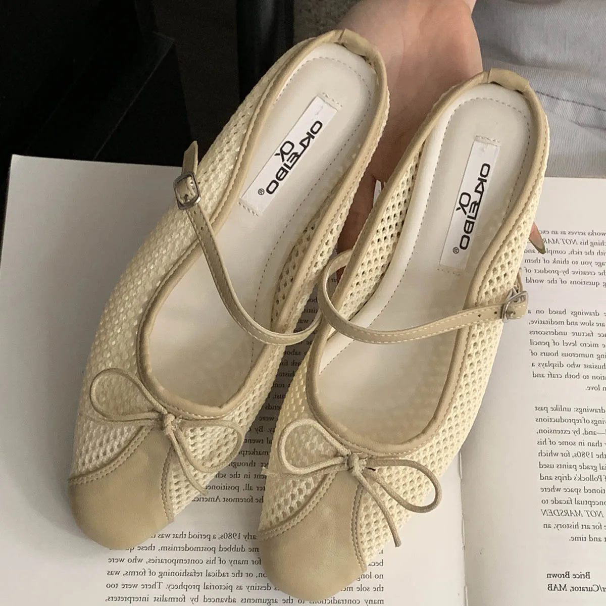 LBSFY -Summer Fashion Concise Round Head  Women Slippers Low Heels Bow Casual Hollowed Out Pumps Party Slide Mules shoes