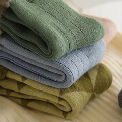 Lbsfy Thicken Warm Wool Classic Solid Colors Rib Socks Women High Quality Loose Crew Fashion Japanese Korea Sock Winter