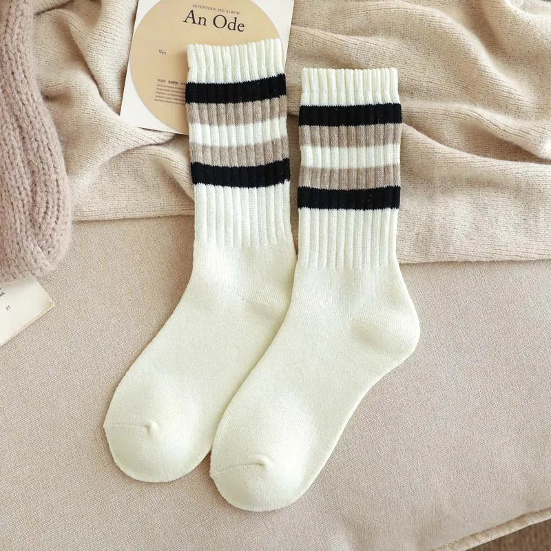 Lbsfy 5 Pairs Men Socks Autumn And Winter Padded Thickened Middle Socks Terry Bottom Warm Towel Cotton Socks Anti-Odor Sweat Sports So