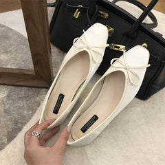 LBSFY -Luxury Lace Tie Leg Satin Silk Ballet Flats Woman Square Toe Bowknot Elastic Band Ballerinas Ladies Wedding Mary Janes Shoes