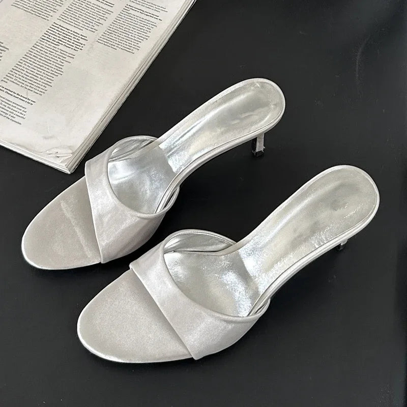LBSFY -Summer Fashion Woman Slippers Slip On Thin Low Heels Party Stripper Dress Ladies Mules Slides Zapatos Mujer