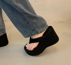 LBSFY  Summer Flip Flop Clip Toe Platform Wedges Heel Women Slippers Shoes Beach Vacation Ladies Slides Shoes