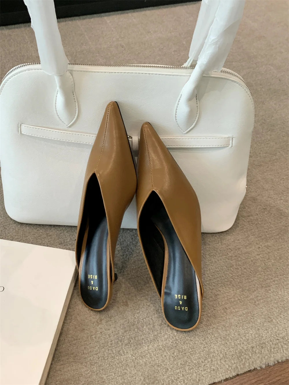 LBSFY - Spring New Brand  Women Slipper Pointed Toe Slip on Ladies Mules Thin Low Heel Outdoor Dress Sandal Shoes