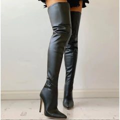 LBSFY -New Women's Boots High Heel 11cm Over Knee Boots Large Size 34-43 Back Zipper Fashion Personality Boots