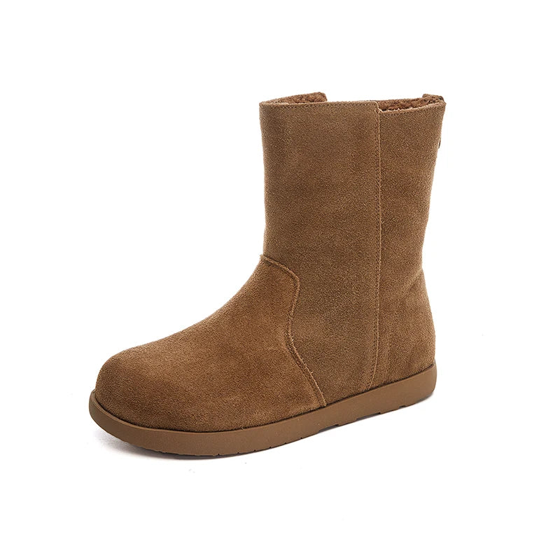 LBSFY  -  2025 new winter flat bottom female boots genuine leather women's snow boots non-slip women's ankle boots