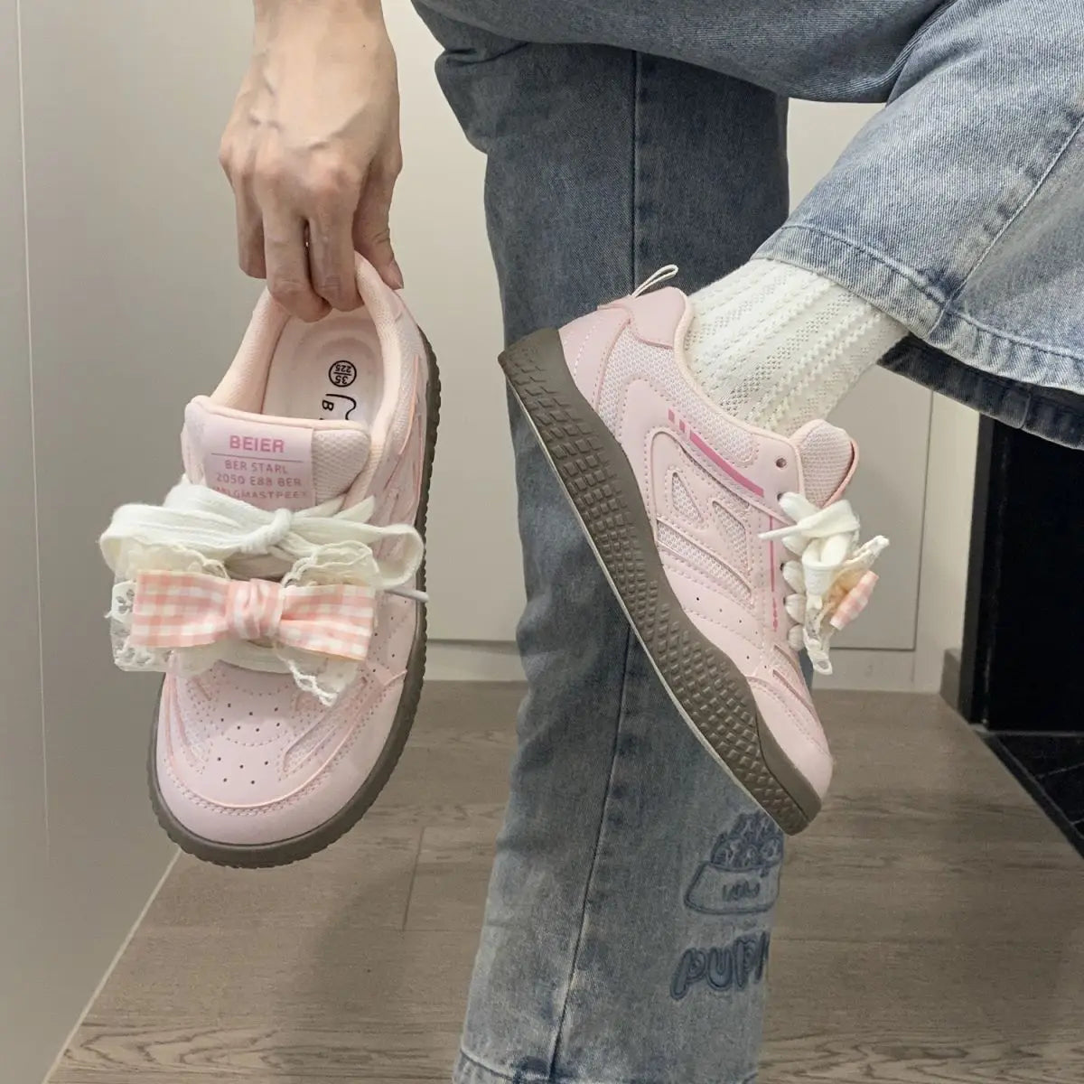 LBSFY  -  Kawaii Shoes Bowknot Women Sneakers Spring Summer 2025 Platform Vulcanize Cute Casual Pink Lolita Korean Fashion Footwear