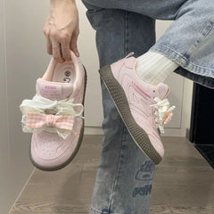 LBSFY  -  Kawaii Shoes Bowknot Women Sneakers Spring Summer 2025 Platform Vulcanize Cute Casual Pink Lolita Korean Fashion Footwear