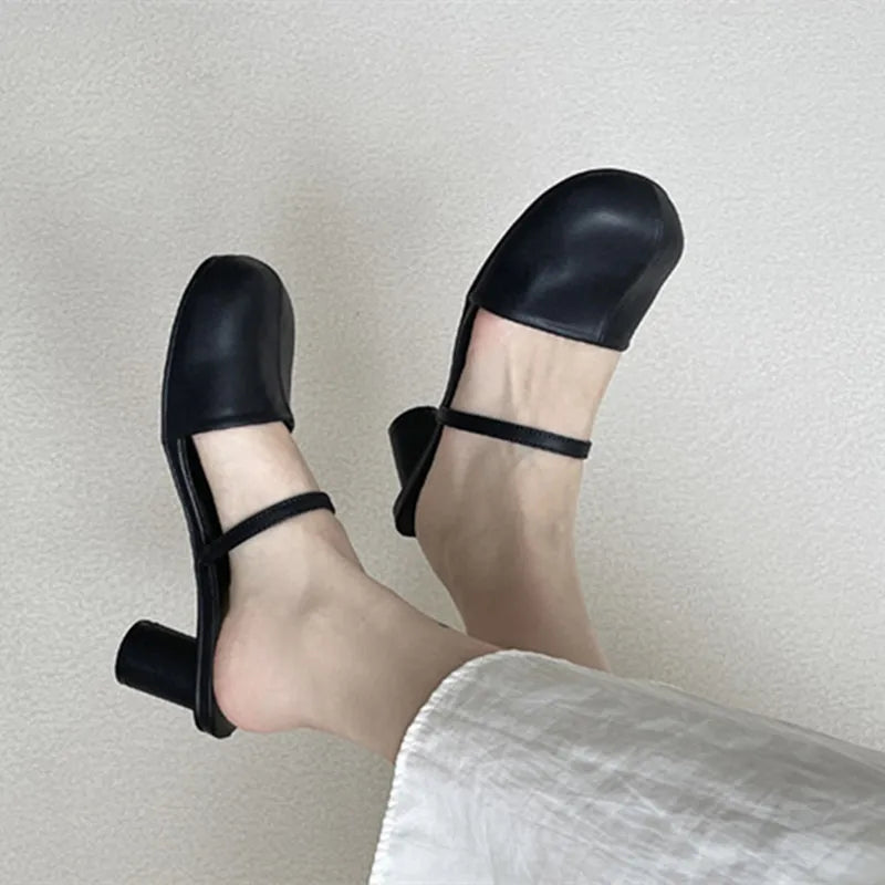 LBSFY  -  Elegant Women Round Heels Sandals Shoes Slippers Female Slip On Footwear Fashion Round Toe Pumps Slides Ladies Heels Sh