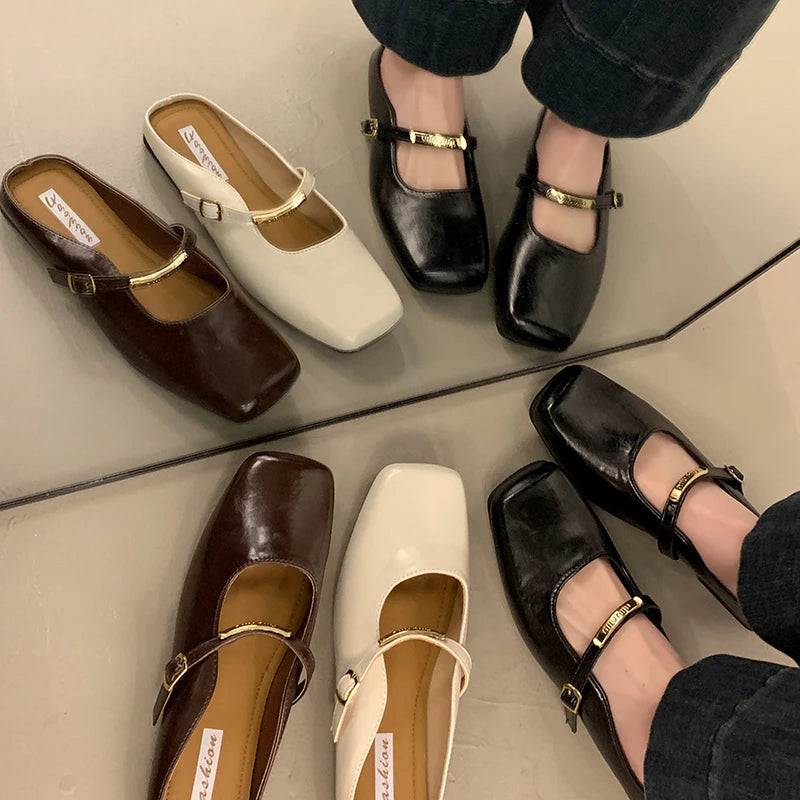 LBSFY -Summers New Style Women Cover Toe Mules Slippers Fashion Shallow Slip on Slide Ladies Women's Elegant Dress Shoes Zapatos Mujer