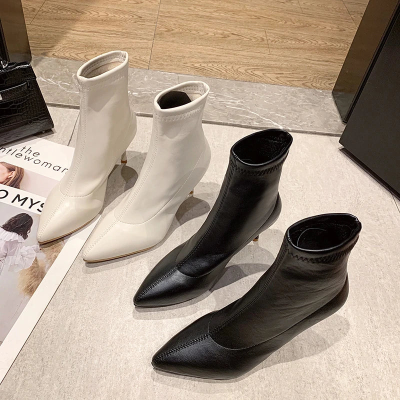 LBSFY -New Style Luxury Women's Fashion Ankle Boots Pointed Toe Stretch Boots Autumn Stiletto Socks Boots High Heels Ladies Shoes