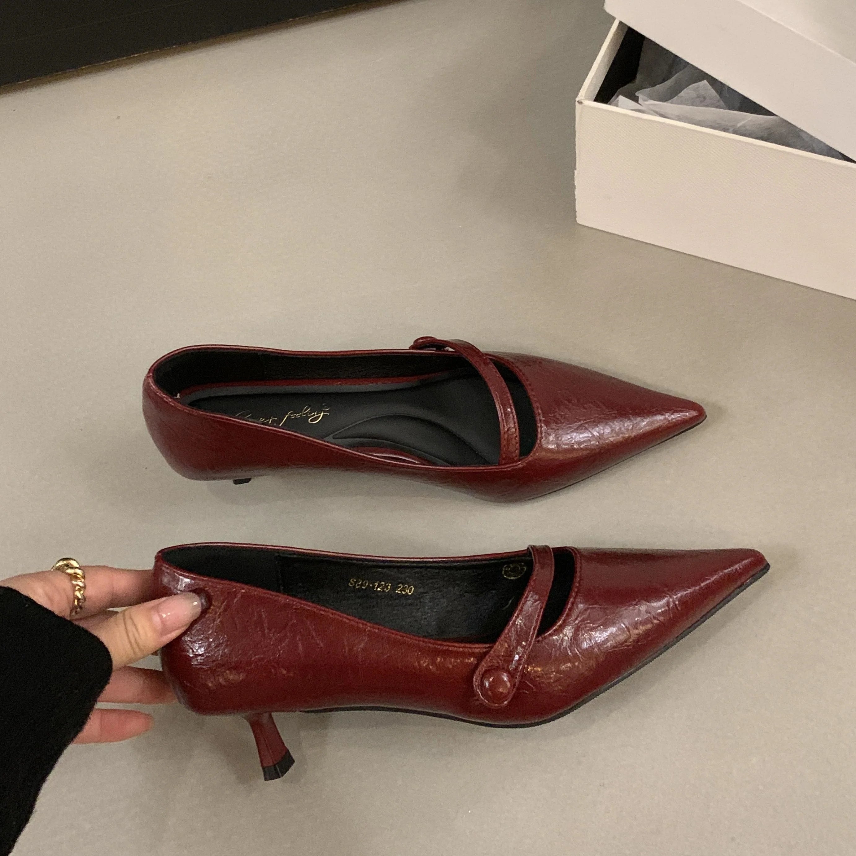 LBSFY  -Spring Women Pumps Shoes Fashion Pointed Toe Slip On Ladies Elegant Single Shoes Thin Low Heel Dress Pumps Shoes M