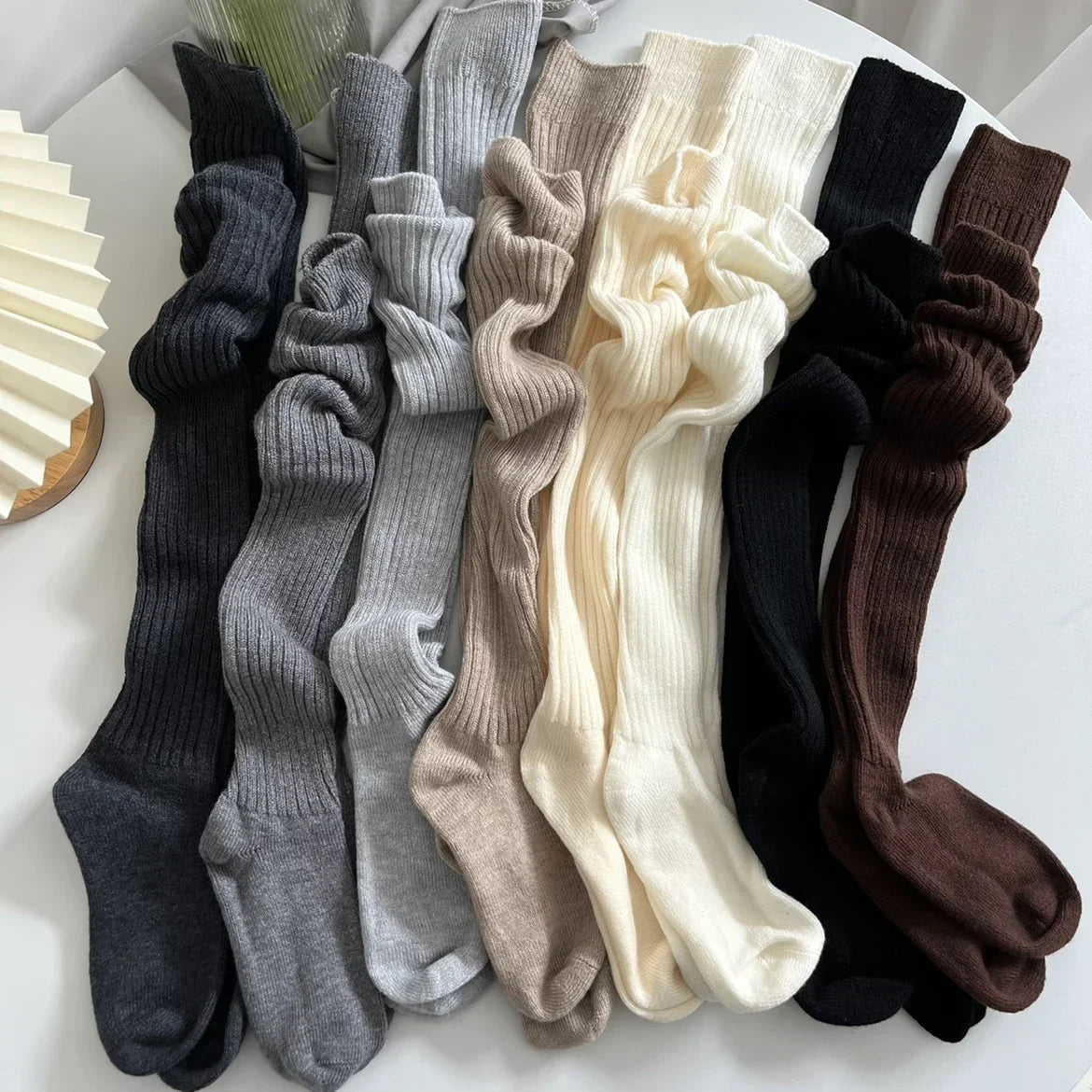 Lbsfy Winter Knitting Cotton Long Socks Women Wool Cashmere Stockings Warm Thick Thigh High Stocking Girls Solid Knee Socks Calf Sock