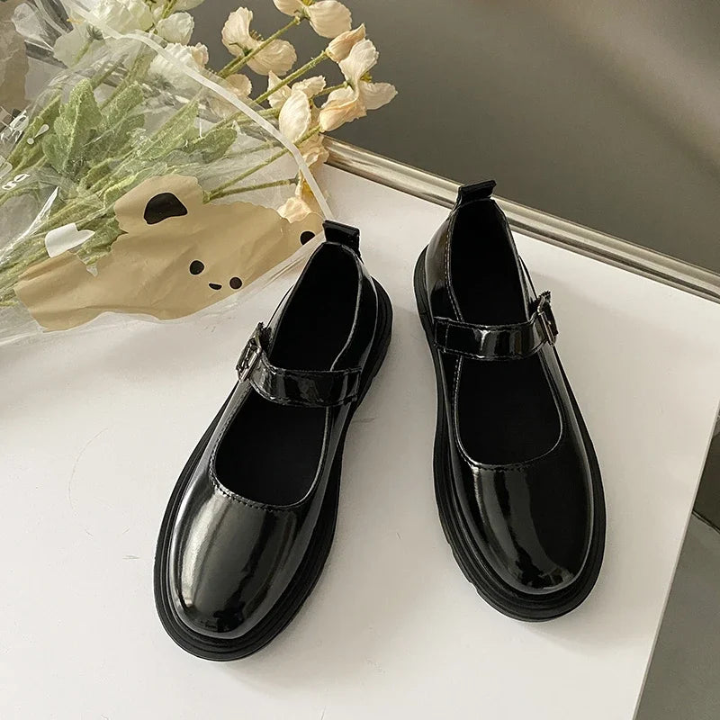 LBSFY -Women Black Lolita Shoes Casual Platform Mary Janes Heels Women Vintage Pumps for Women College Student Low Heel Women's Shoes